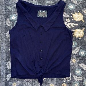 Anthropologie Peter Pan collar tie front tank